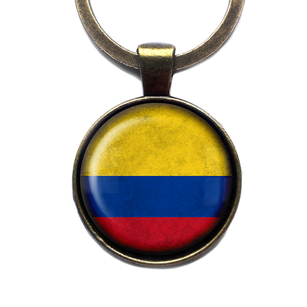 Columbia Columbian Flag Antique Bronze Keychain