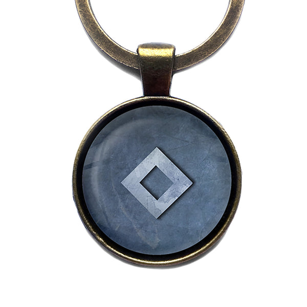 Viking Runes Elder Futhark NG Inguz Fertility Antique Bronze Keychain