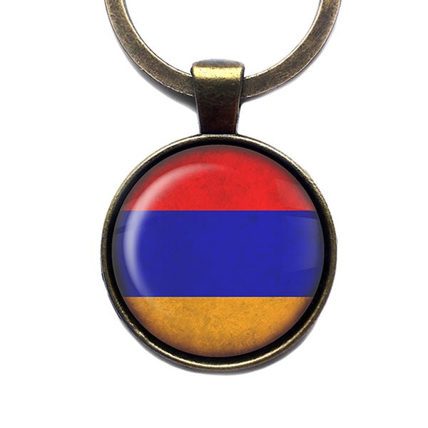 Armenia Armenian Flag Antique Bronze Keychain