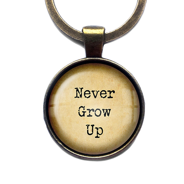 Peter Pan Never Grow Up Antique Bronze Keychain