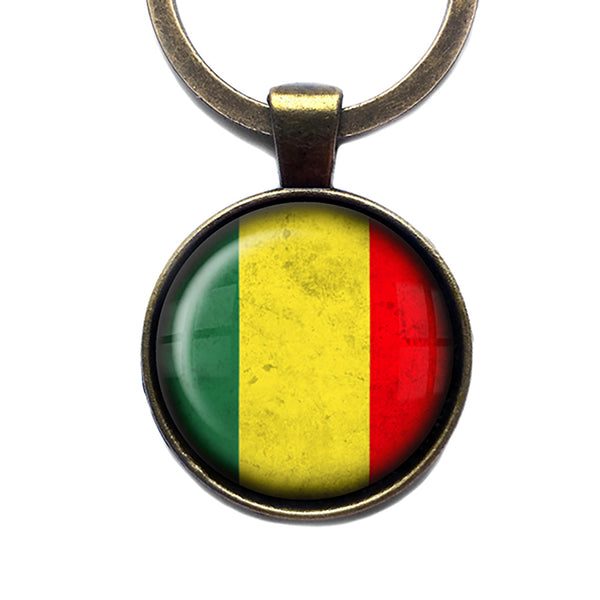 Mali Flag Antique Bronze Keychain