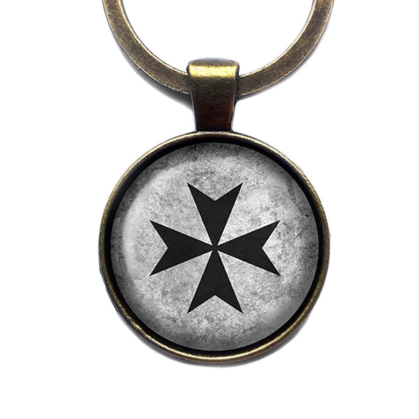 Worn Cross of the Teutonic Knights Teutones Antique Bronze Keychain