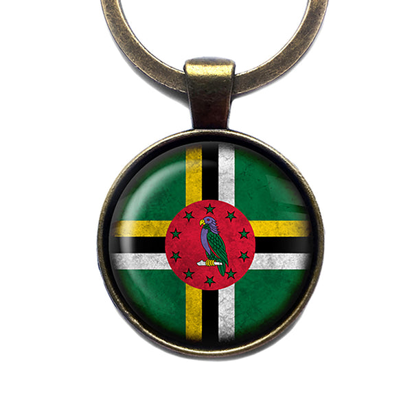 Dominica Dominican Dominiquais Flag Antique Bronze Keychain