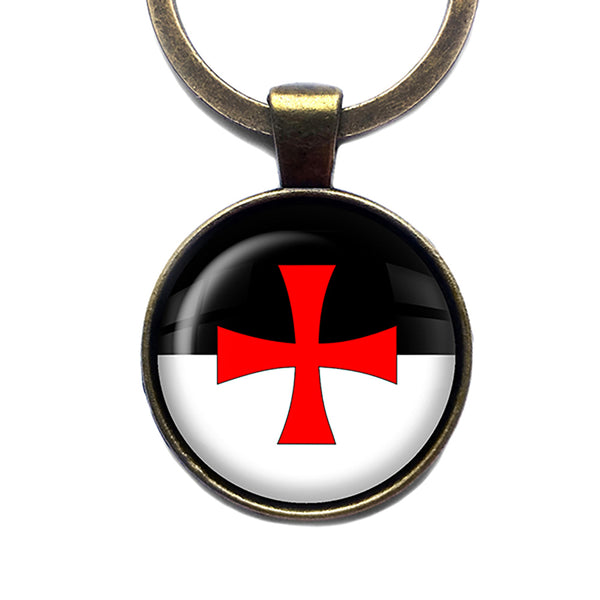 Knights Templar Battle Flag Standard Antique Bronze Keychain