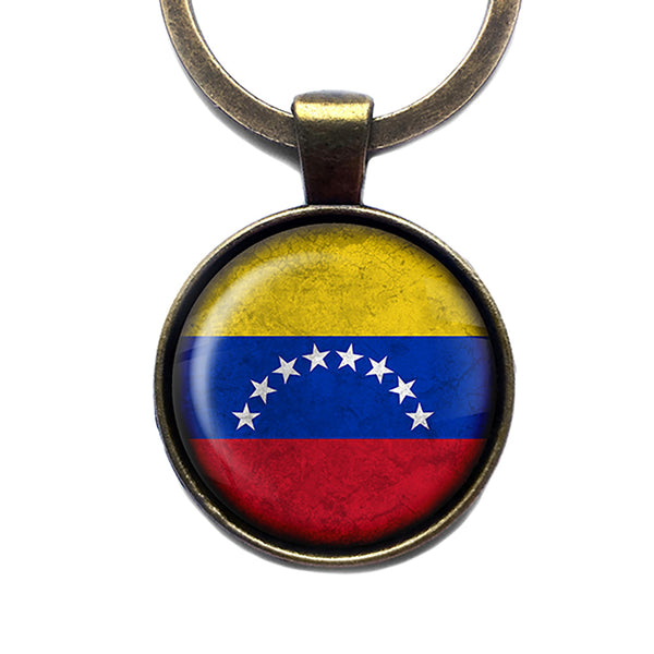 Venezuela Venezuelan Flag Antique Bronze Keychain