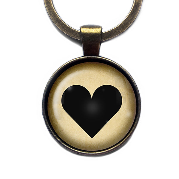 Black Love Heart Mothers Valentines Antique Bronze Keychain