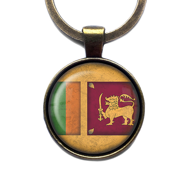 Sri Lanka Sri Lankan Flag Antique Bronze Keychain