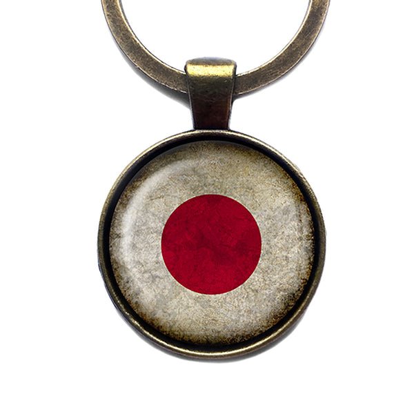 Japan Japanese Flag Antique Bronze Keychain