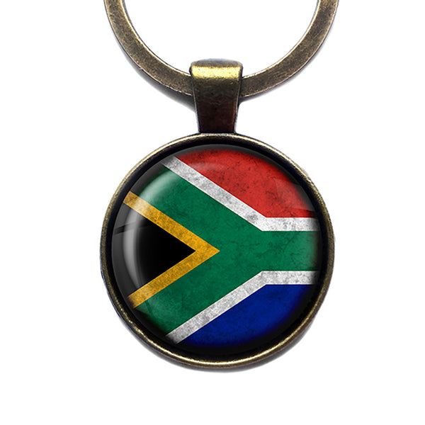 South Africa South African Flag Antique Bronze Keychain