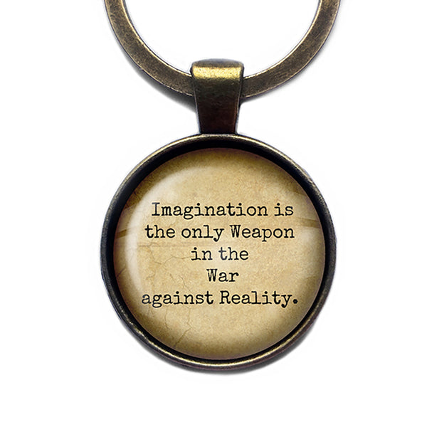 Alice in Wonderland Imagination The Weapon in the War Against Reality Antique Bronze Keychain