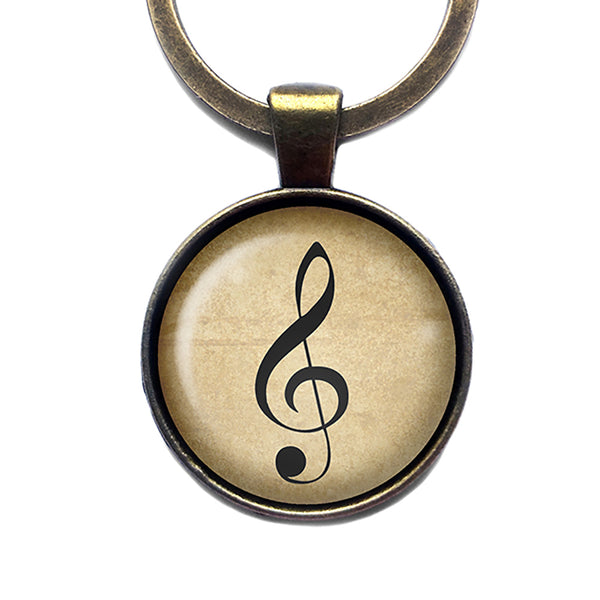 Sheet Music Musical Note Bronze Keychain