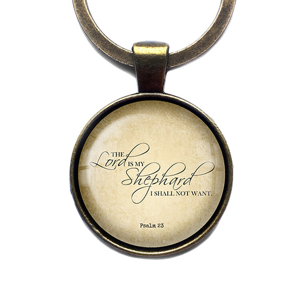 Psalm 23:1 The Lord is my Shepherd King James Version KJV Bible Bronze Keychain