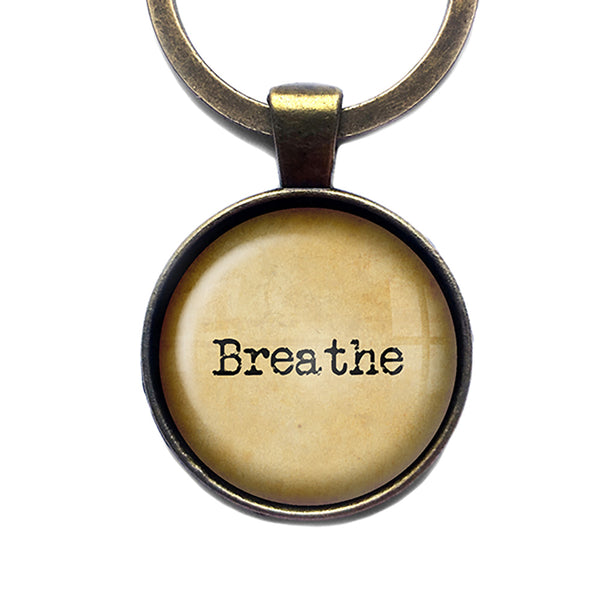 Breathe Antique Bronze Keychain