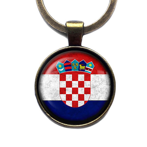 Croatia Croatian Flag Antique Bronze Keychain