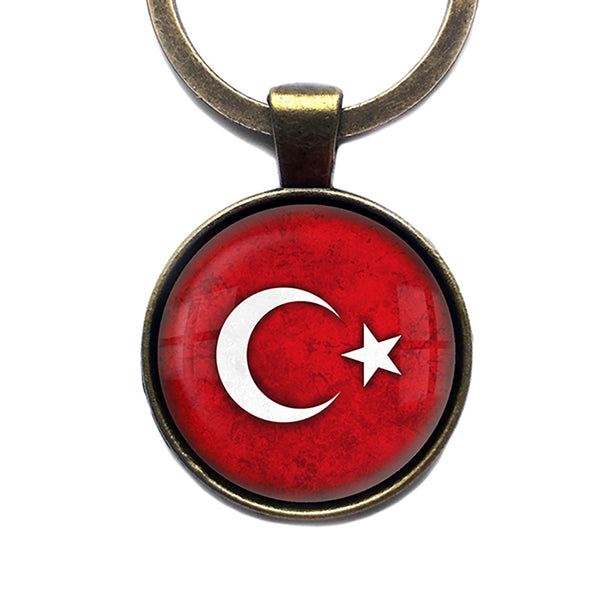 Turkey Turkish Flag Antique Bronze Keychain