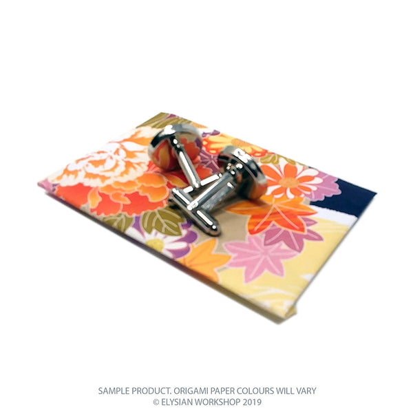 Japanese Calligraphy Kanji Dream Rhodium Silver Cufflinks