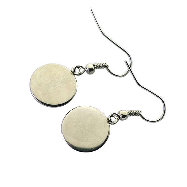 Celtic Five Fold Circle Green on White Surgical Steel Earrings