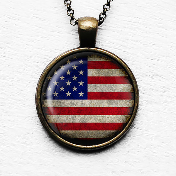 United States of America USA Flag Pendant & Necklace