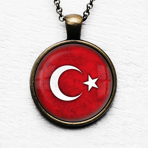 Turkey Turkish Flag Pendant & Necklace