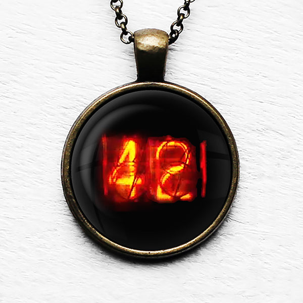 Dieselpunk Steampunk Cyberpunk Nixie Tube Print Number 42 Forty Two Meaning of Life Pendant & Necklace