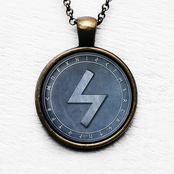 Viking Runes Elder Futhark Rune Circle S Sowilo Sun Pendant & Necklace