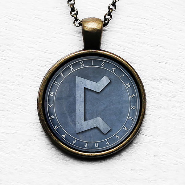 Viking Runes Elder Futhark Rune Circle P Peorth Hearth Pendant & Necklace
