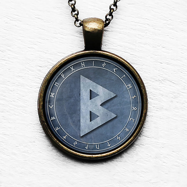 Viking Runes Elder Futhark Rune Circle B Berkana Birth Pendant & Necklace