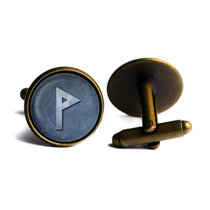 Viking Runes Elder Futhark W Wunjo Joy Antique Bronze Cufflinks