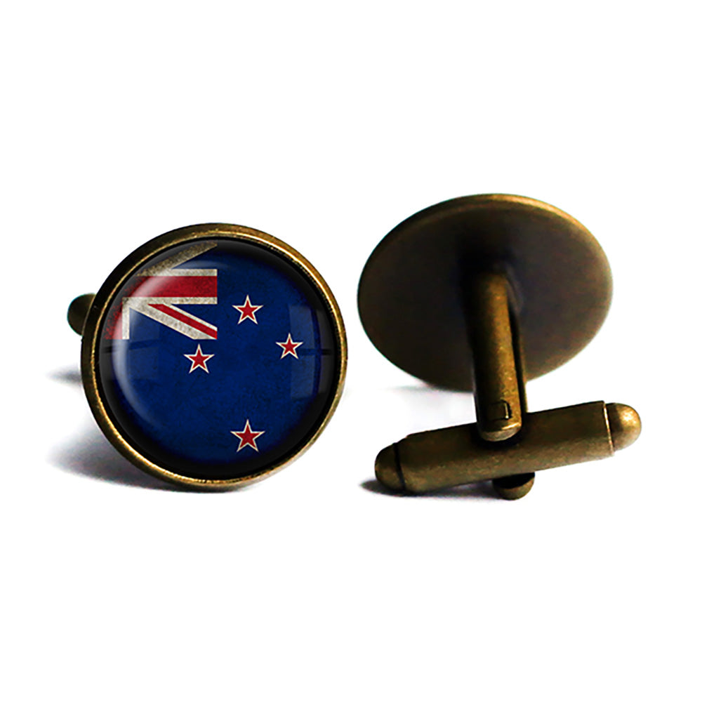 New Zealand Flag Antique Bronze Cufflinks