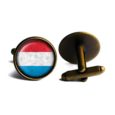 Luxembourg Lëtzebuerg Flag Antique Bronze Cufflinks