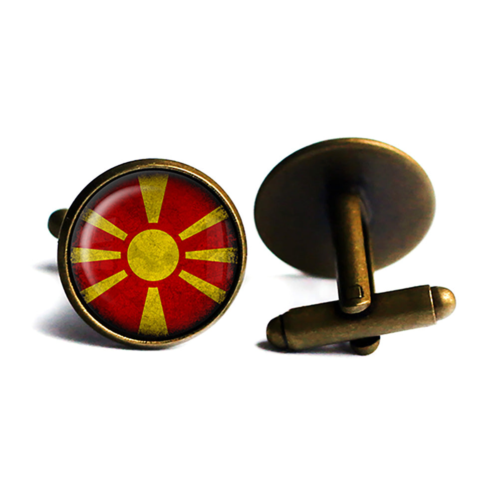 Macedonia Macedonian Flag Antique Bronze Cufflinks