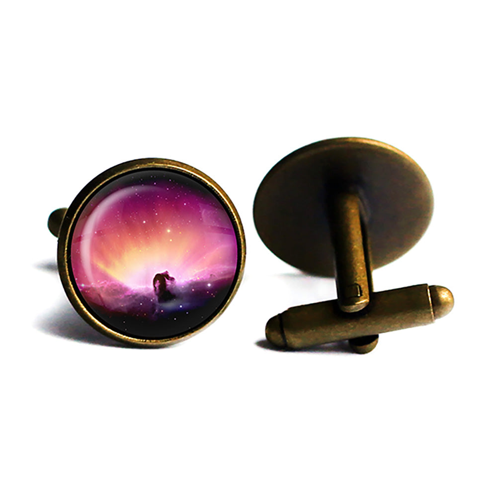 NASA Photograph Pink Nebula Antique Bronze Cufflinks