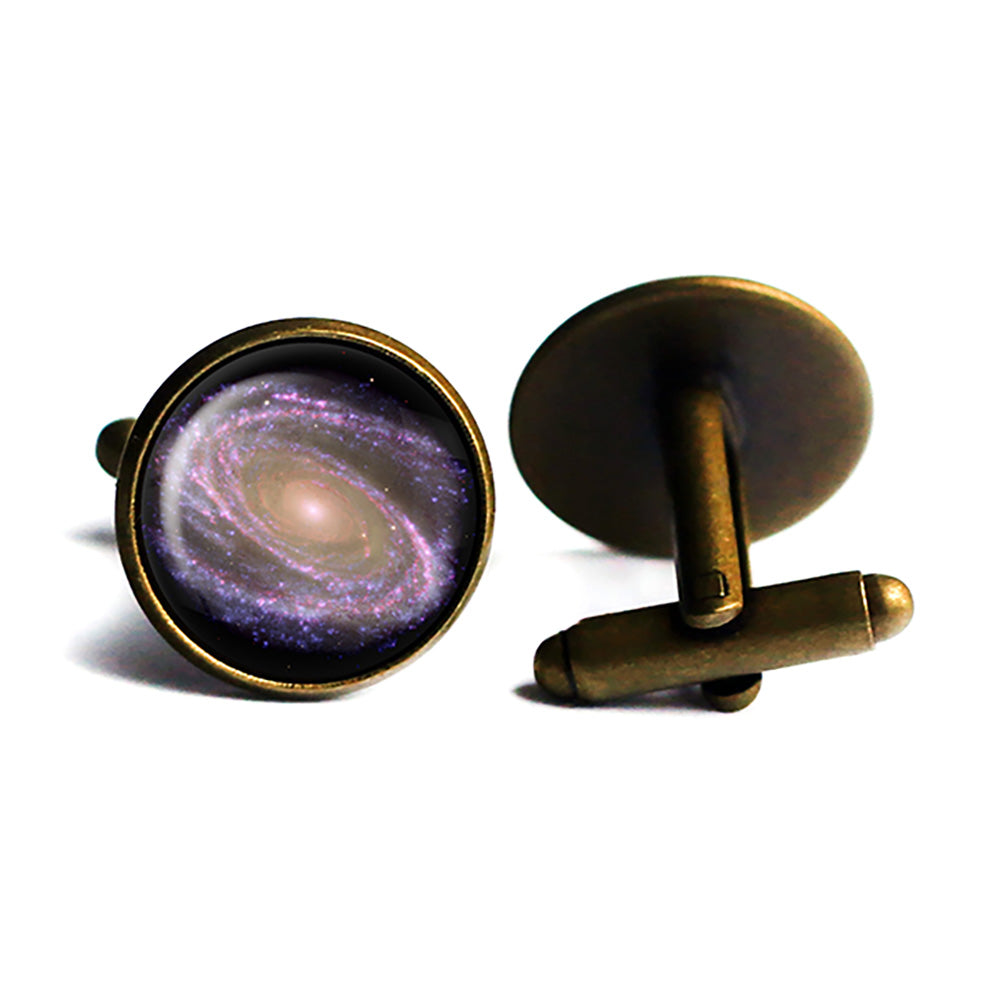 NASA Photograph Purple Galaxy Antique Bronze Cufflinks