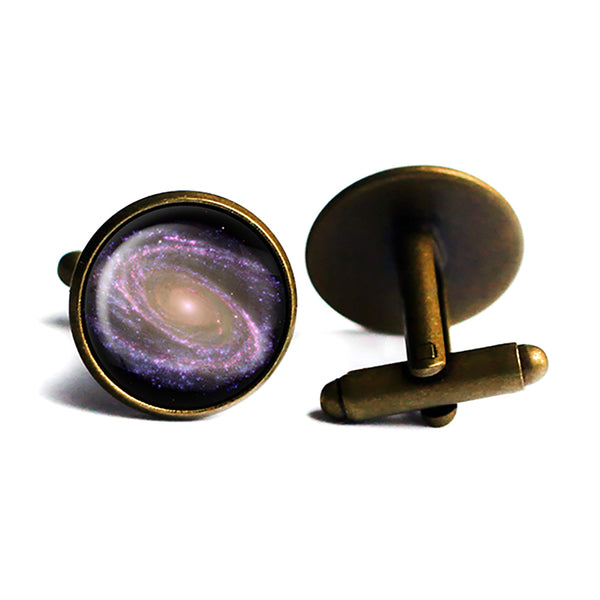NASA Photograph Purple Galaxy Antique Bronze Cufflinks
