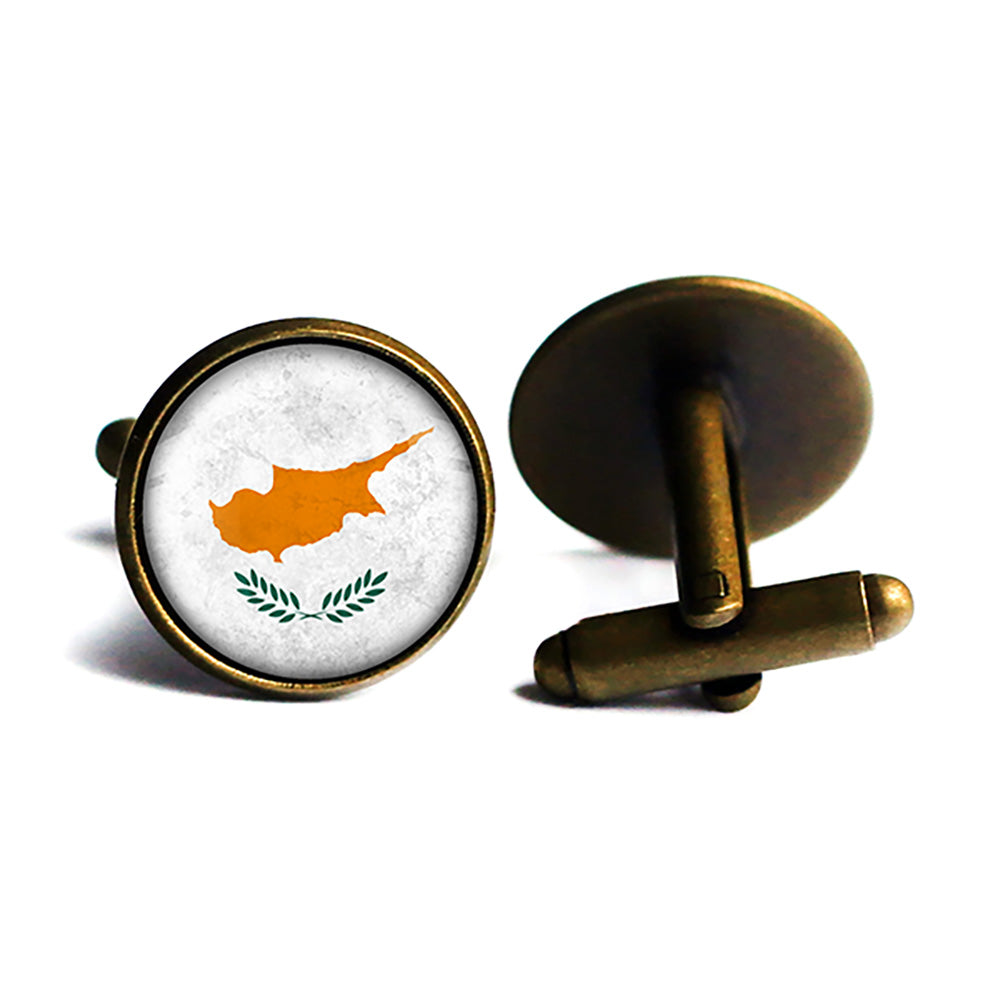 Cyprus Cypriot Flag Antique Bronze Cufflinks