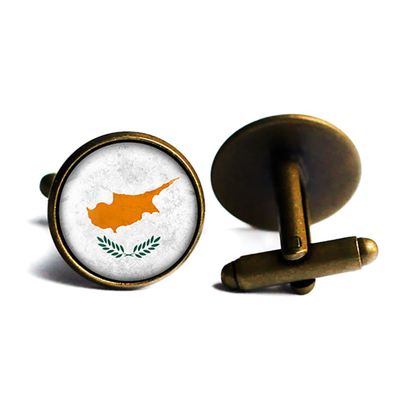 Cyprus Cypriot Flag Antique Bronze Cufflinks