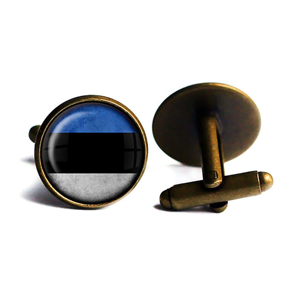Estonia Estonian Flag Antique Bronze Cufflinks