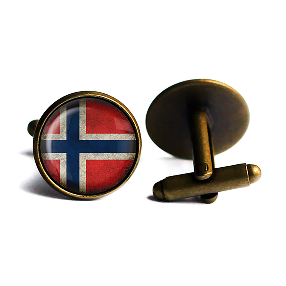 Norway Norwegian Flag Antique Bronze Cufflinks