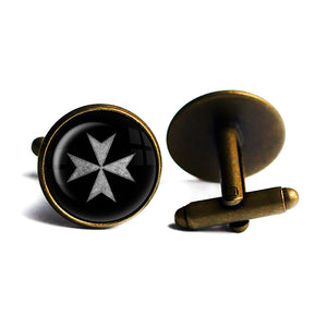 Worn Knights of Malta Hospitalier Hospitaller Antique Bronze Cufflinks