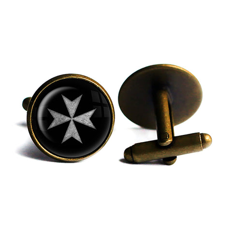 Worn Knights of Malta Hospitalier Hospitaller Antique Bronze Cufflinks