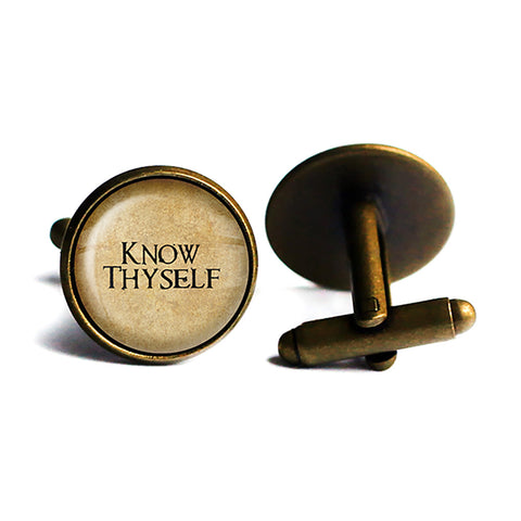 Know Thyself Antique Bronze Cufflinks