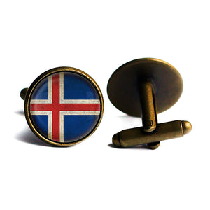 Iceland Icelandic Flag Antique Bronze Cufflinks