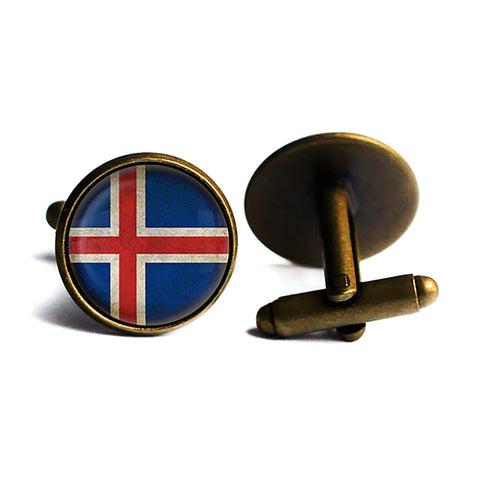 Iceland Icelandic Flag Antique Bronze Cufflinks