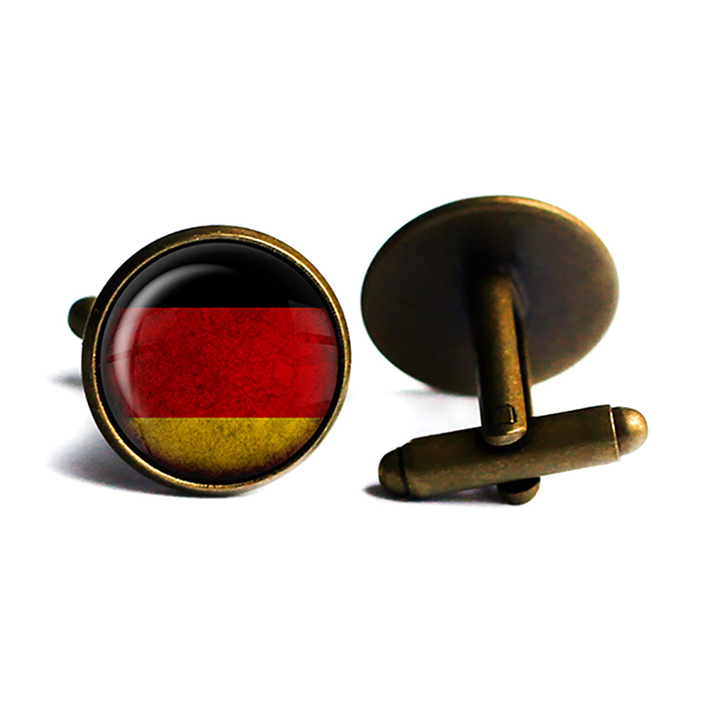 Germany German Deutschland Flag Antique Bronze Cufflinks