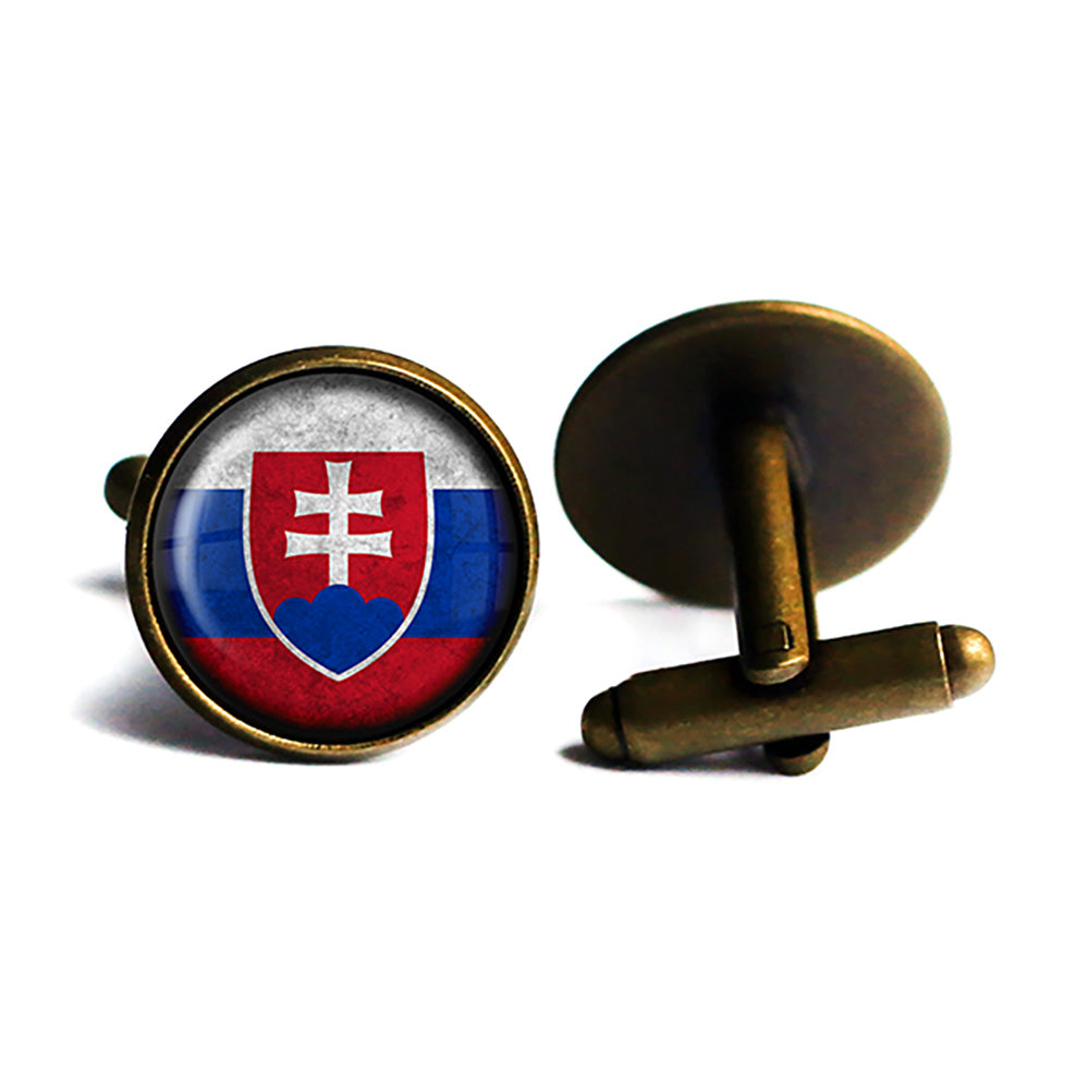 Slovakia Slovakian Flag Antique Bronze Cufflinks