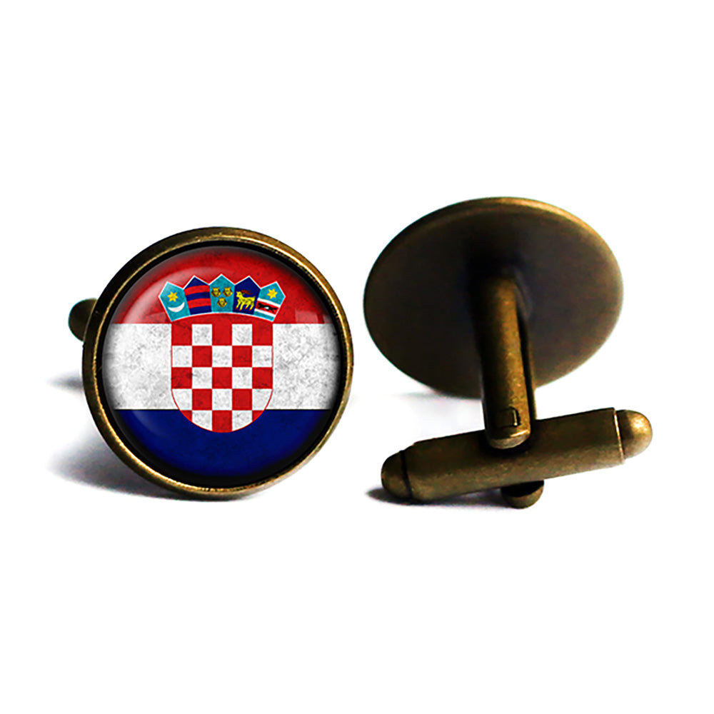 Croatia Croatian Flag Antique Bronze Cufflinks