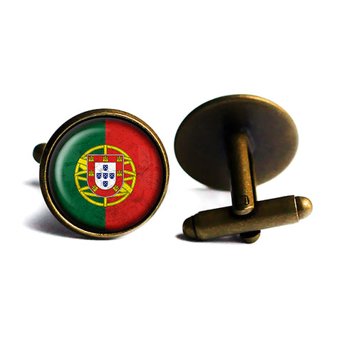 Portugal Portuguese Flag Antique Bronze Cufflinks