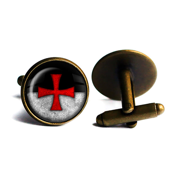 Worn Knights Templar Battle Flag Standard Antique Bronze Cufflinks