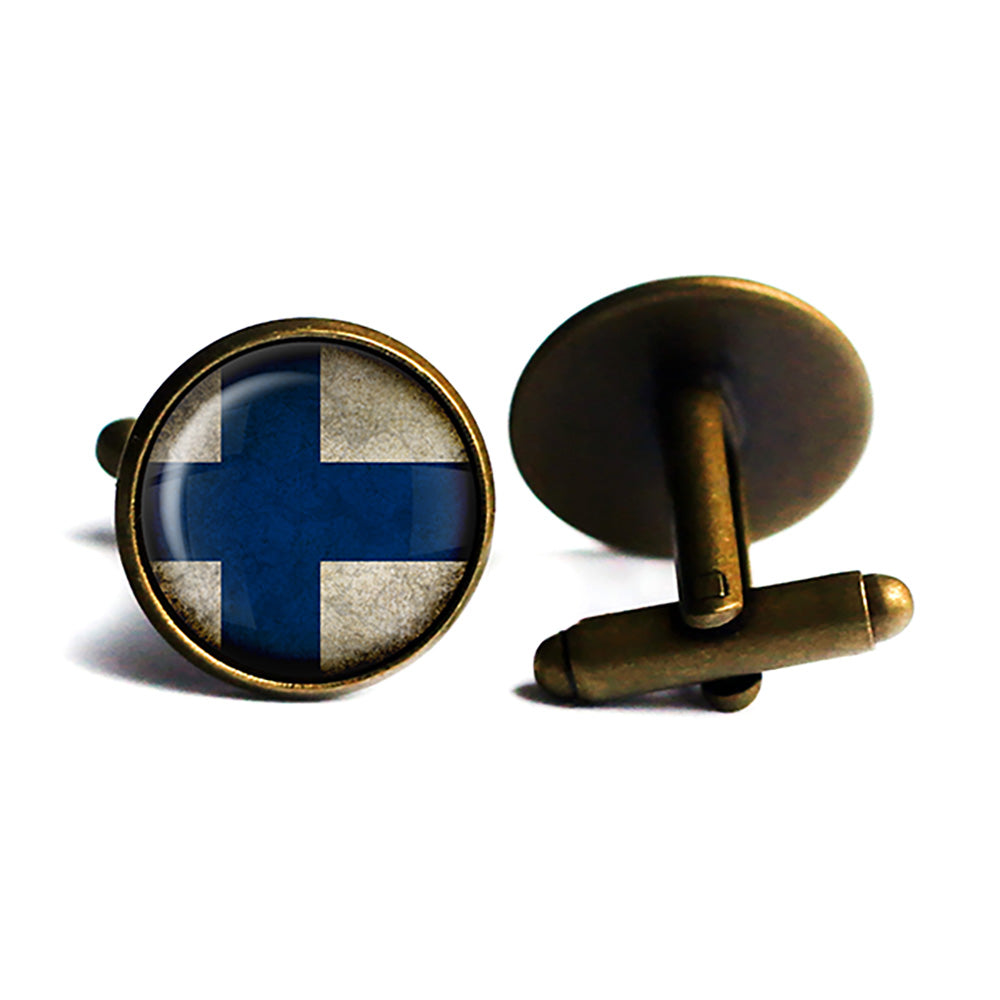Republic of Finland Finnish Flag Antique Bronze Cufflinks