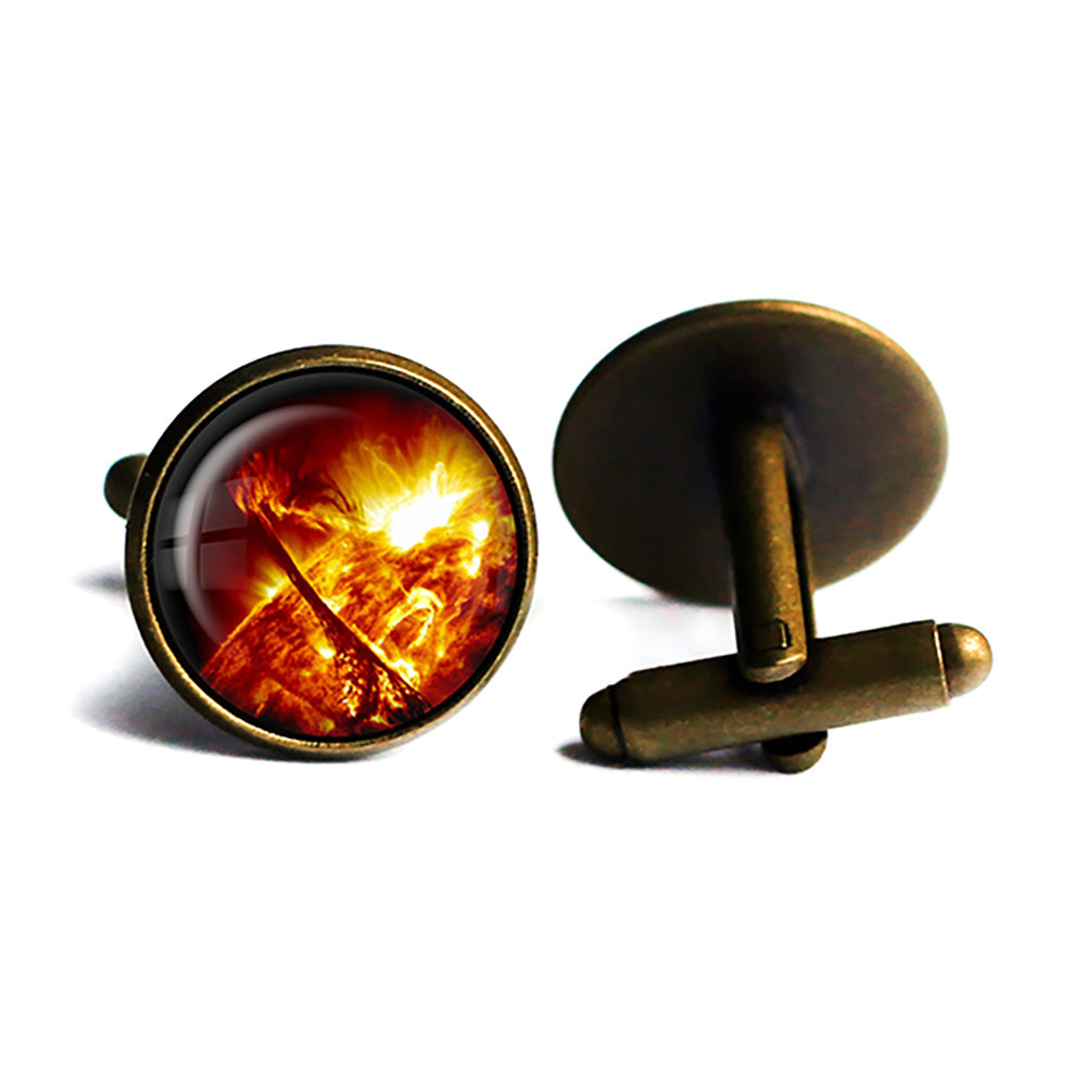 NASA Photograph The Sun Antique Bronze Cufflinks